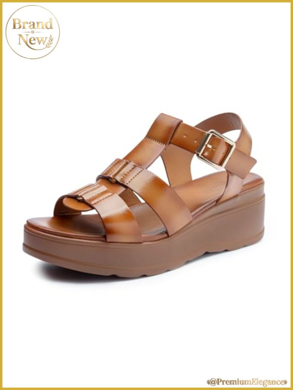 Women Chunky Platform Wedge Sandals Faux Leather Comfortable
